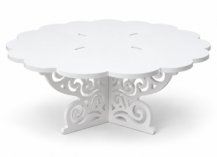 White Scalloped Cake & Cupcake Stand – 14-Inch Round Dessert Display