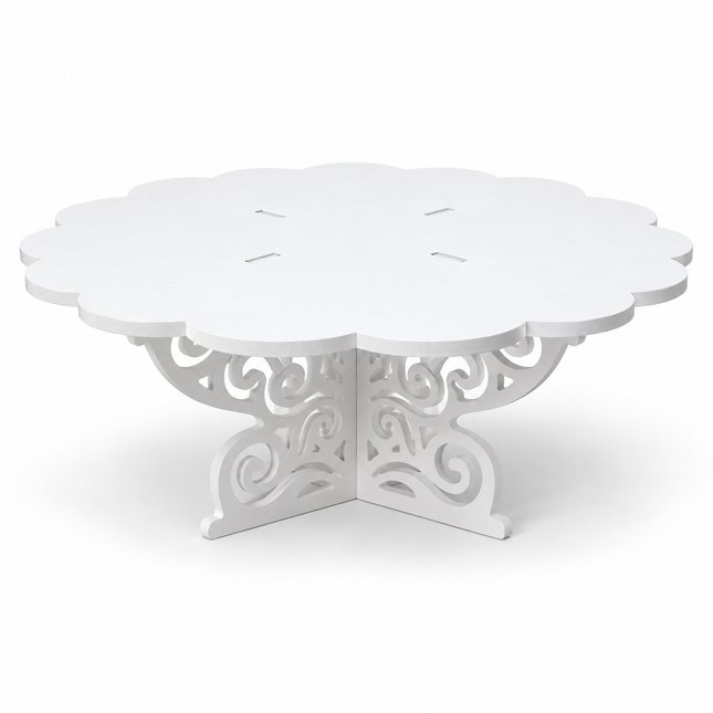 White Scalloped Cake & Cupcake Stand – 14-Inch Round Dessert Display
