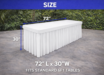 Spandex Rectangle Table Skirt – 72” x 30” | Fits 6FT Tables | Multiple Colors