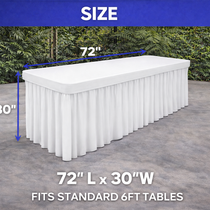 Spandex Rectangle Table Skirt – 72” x 30” | Fits 6FT Tables | Multiple Colors