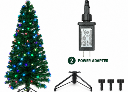 What is included: tree, power adapter, leg stand, three screws