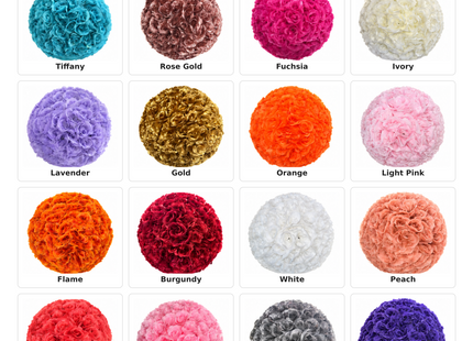 Flower Ball Colors page 1 of 2. The 20-inch ball is shown for color; check the size comparison photo.