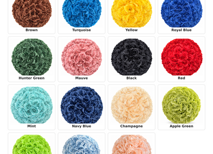 Flower Ball Colors page 2 of 2. The 20-inch ball is shown for color; check the size comparison photo.