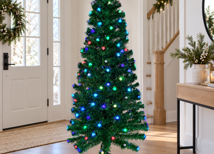 Illustrative sample of the multicolor tree in an entryway; decor not included