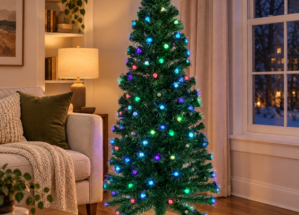 Illustrative sample of the multicolor tree in a living room; room furnishings not included
